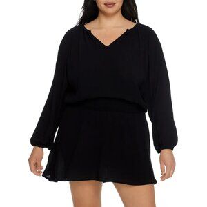 NWT Raisins Women's Maui V-Neck Swim Dress Cover Up Black Size 2X $80 8B605